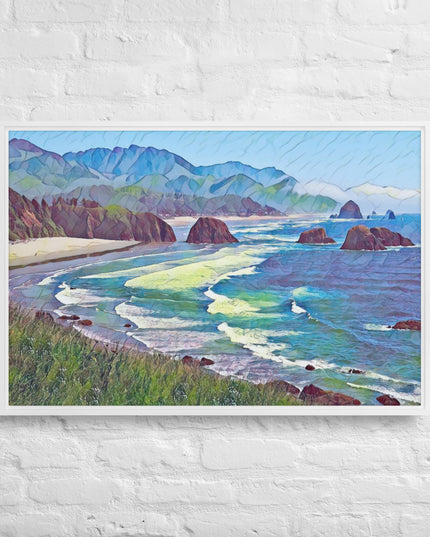 Ecola State Park - Digital Art - Framed canvas