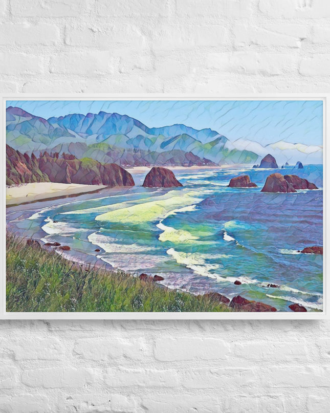 Ecola State Park - Digital Art - Framed canvas