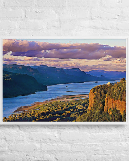 Columbia River Gorge - Digital Art - Framed canvas