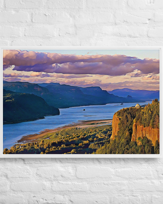 Columbia River Gorge - Digital Art - Framed canvas