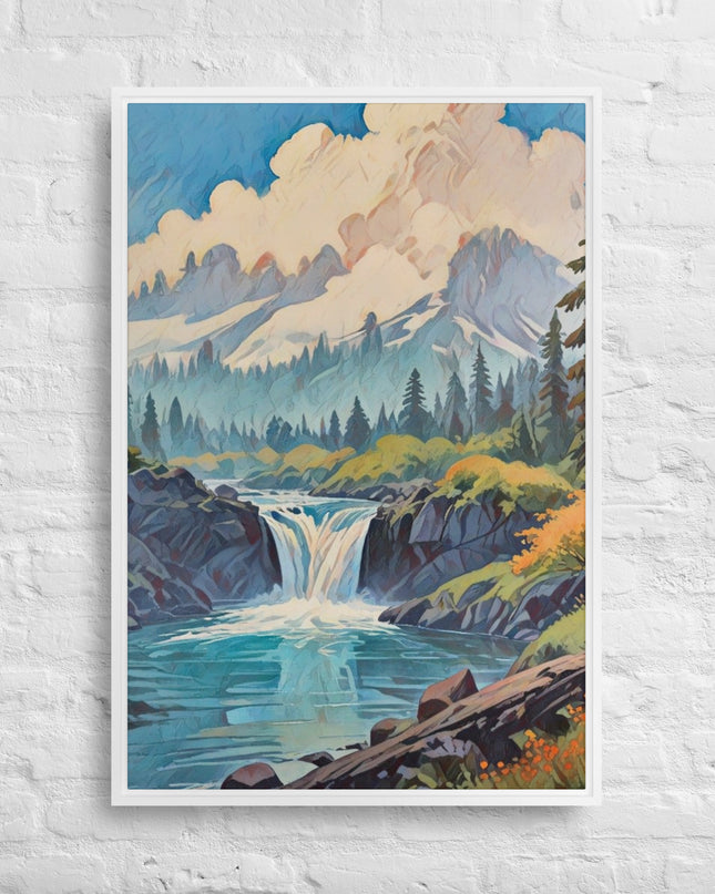 Oregon Hidden Pool - Digital Art Framed canvas