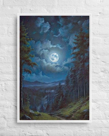 Moon Light in Oregon - Digital Art - Framed canvas