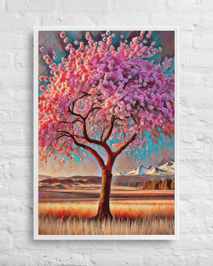 Oregon Cherry Blossoms - Digital Art - Framed canvas