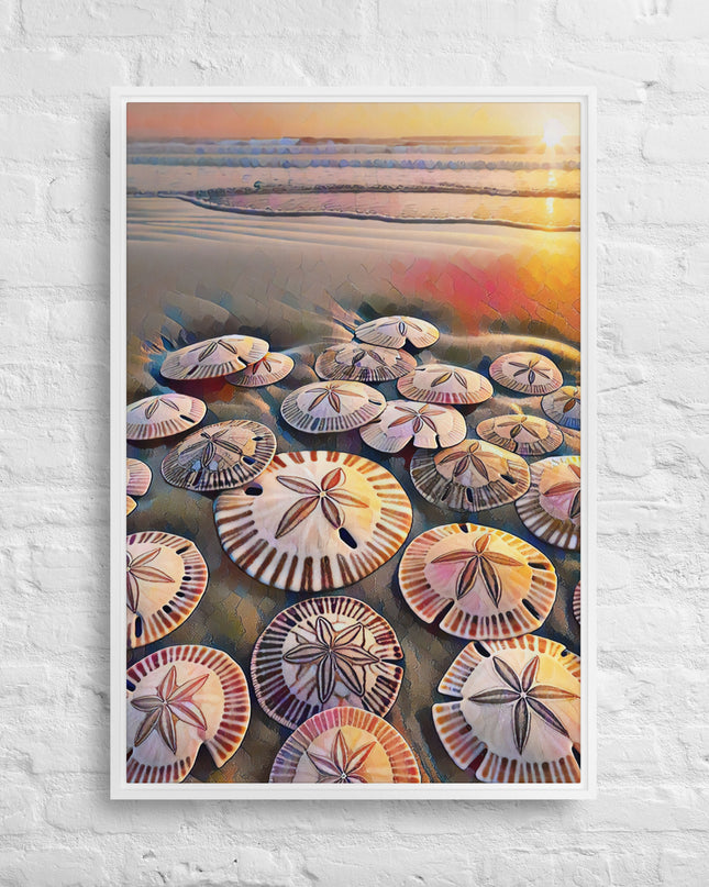 Oregon Sand Dollars - Digital Art -Framed canvas