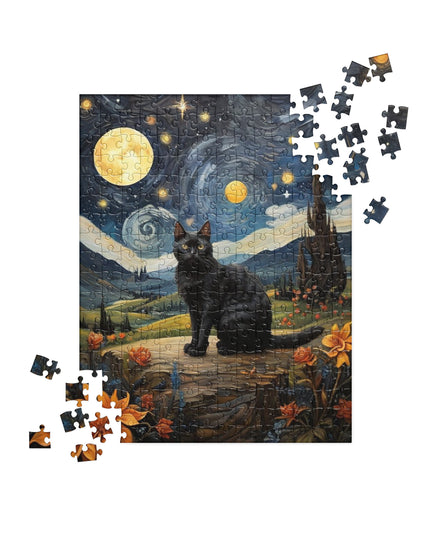 Starry Black Cat Night - Jigsaw puzzle