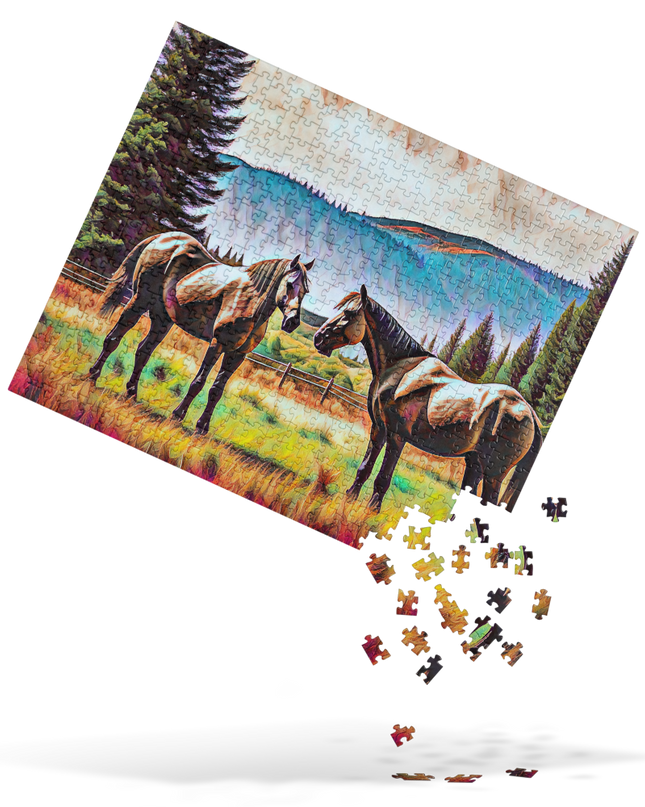 Central Oregon Horses - Digital Art - Jigsaw puzzle