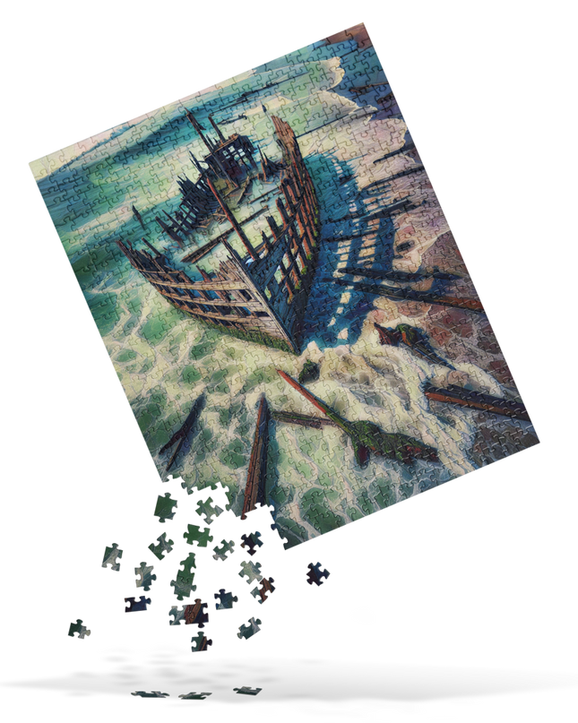 Ship Wreck on the Oregon Coast - Digital Art - Jigsaw puzzle