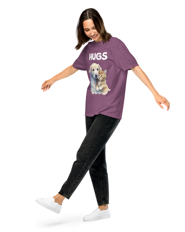HUGS - Dog & Kitten - Comfort Color - Unisex garment-dyed heavyweight t-shirt
