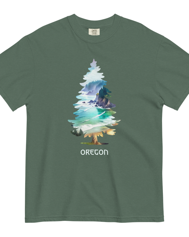 OREGON COASTAL TREE - COMFORT COLORS- Unisex garment-dyed heavyweight t-shirt