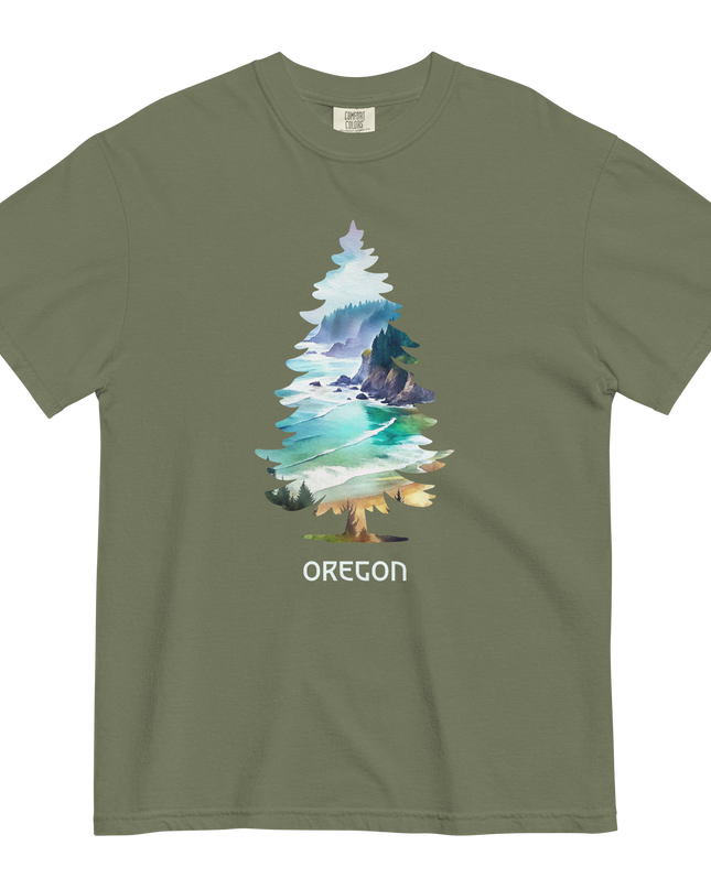 OREGON COASTAL TREE - COMFORT COLORS- Unisex garment-dyed heavyweight t-shirt