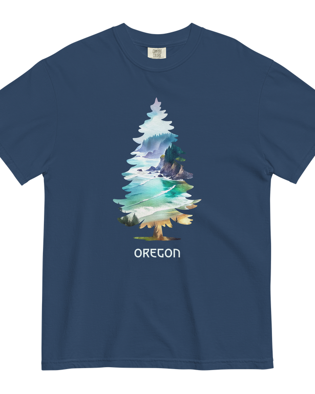 OREGON COASTAL TREE - COMFORT COLORS- Unisex garment-dyed heavyweight t-shirt