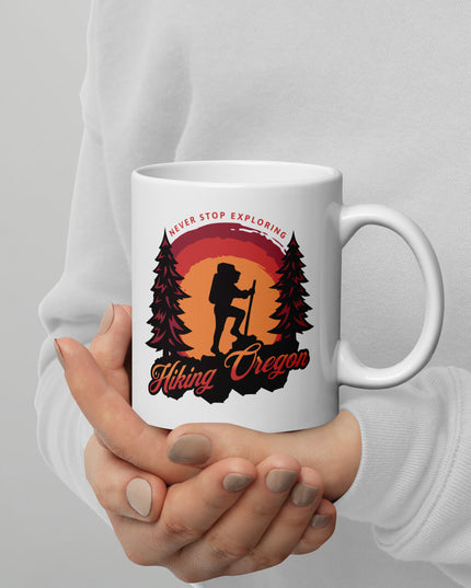 Hiking Oregon/2 - White glossy mug