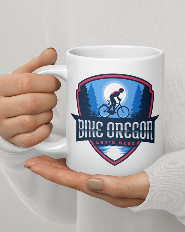Bike Oregon - White glossy mug