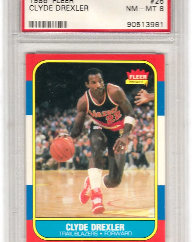 CLYDE DREXLER ROOKIE - 1986 FLEER - PSA 8
